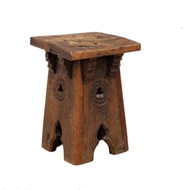 17th/18th Century Early French Gothic Carved Oak Tabouret - Antique Stool End Table Plant Stand 