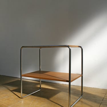 Vintage Marcel Breuer Thonet B12 Bauhaus Console Side End Table Wooden Tubular Chrome Decor Modernist Functionalist Minimalist Streamline 