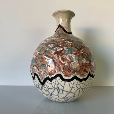 1980's Bill Herb ( American / Florida ) Raku Studio Pottery Vase 