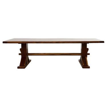 American Arts and Crafts Walnut Farmhouse Trestle Dining Table