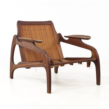 Adrian Pearsall 1209C Mid Century Walnut and Cane Lounge Chair - mcm 