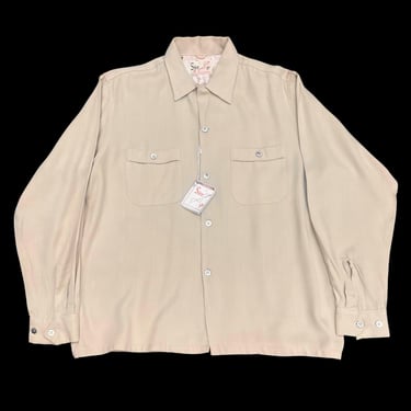 Vintage 1950s MANHATTAN Rayon Gabardine Sport Shirt ~ size S
