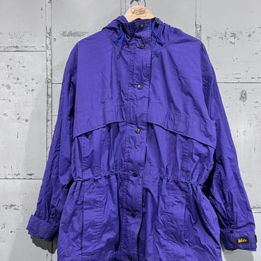 Womens Large 80s cinched REI zip up purple Nylon Jacket  1980s  Rain Gorp Granola Colorado 