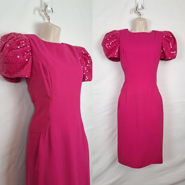 Vintage 80s Pink Party Dress, Size Medium 