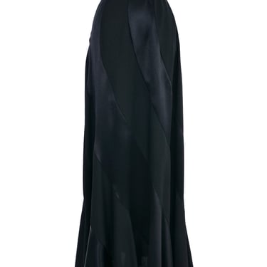 Pieced Black Satin Maxi Skirt