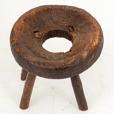 Primitive Hand-Carved Wood Milking Stool