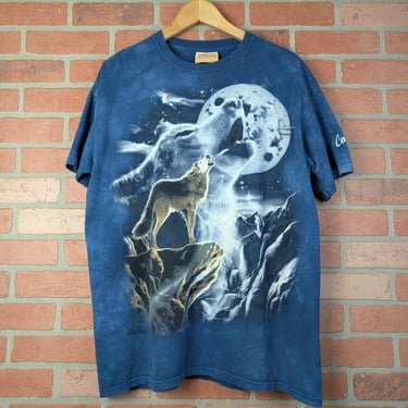 Vintage 2000 The Mountain Wolf Pack in the Night ORIGINAL Tie Dye Tee - Large 