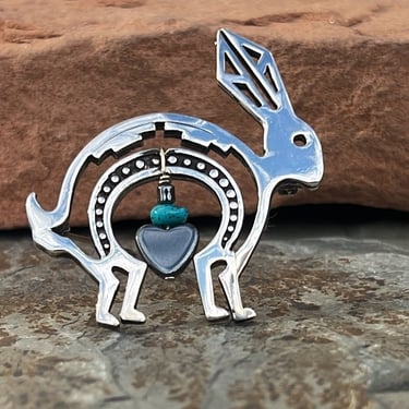 Glenn Sandoval ~ Vintage Navajo Sterling Silver Tribal Rabbit Hare Pin / Brooch 