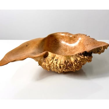 Vintage Bob Womack Live Edge Organic Maple Burl Decorative Freeform Centerpiece Bowl 1990s 