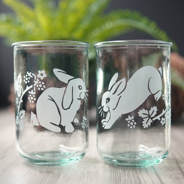 Recycled Glass Cup - Rabbits + Blackberries eco glass tumbler for drinking or candles 