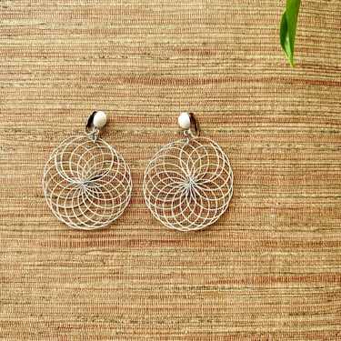 Vintage Cream Wire Spiral Earrings - Clip On - Gifts for Her - Boho Fashion 