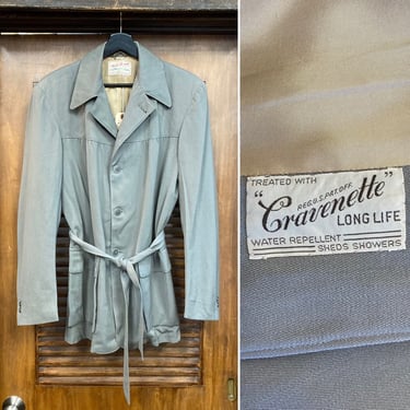 Vintage 1950’s Grey Belted Gabardine Hollywood Leisure Rockabilly Jacket, 50’s Gab Jacket, Vintage Clothing 