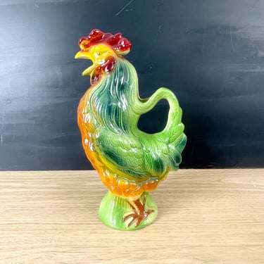 St Clément rooster pitcher - le coq gaulois French majolica - 1930s vintage 