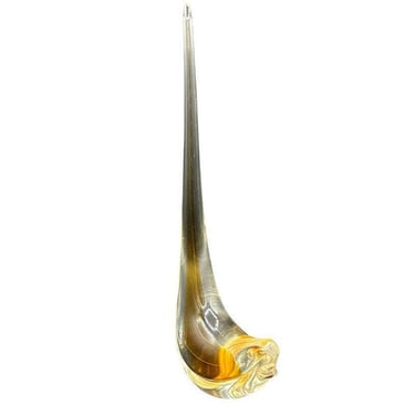 Mid Century Hand Blown Sommerso Murano Yellow Art Glass Bird w/ Tall Feather 