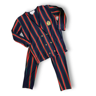 Vintage Adrienne Vittadini Suit Blazer And Pants Casual Cotton 2 Piece Set 90s 