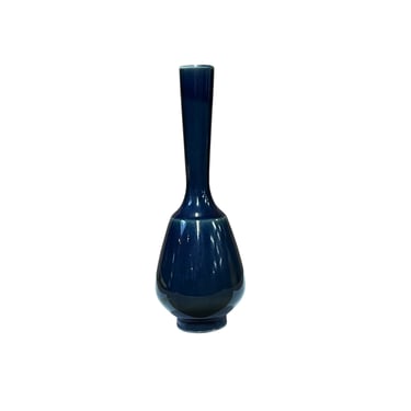 Chinese Ware Light Navy Blue Glaze Ceramic Small Vase Display Art ws2886E 