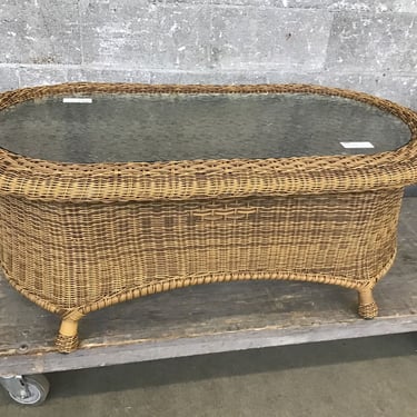 Wicker and Glass Coffee Table (Seattle)