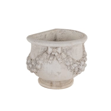 Cement Floral Planter with Flat Back 