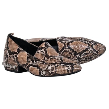 Jeffrey Campbell - Taupe & Brown Snake Print Loafers w/ Stud Accent Sz 7M