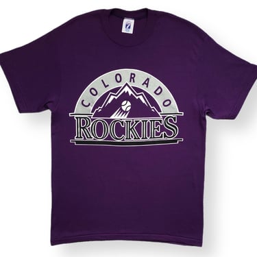 Vintage 90s Logo 7 Colorado Rockies Baseball Team Made in USA Graphic T-Shirt Size Large 