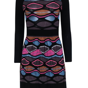 Missoni - Black w/ Purple &amp; Multi Color Print Knit Dress Sz 4