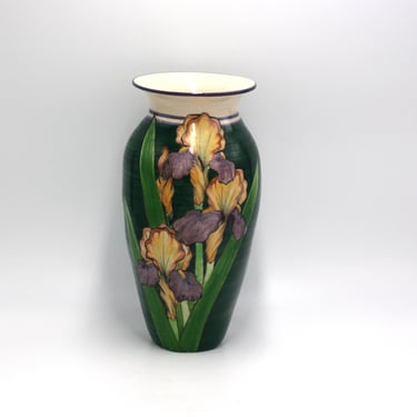 vintage Lakshmi pottery vase yellow iris 1989 