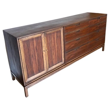 American Mid-Century Walnut Striking 11 Drawer Dresser Refinished