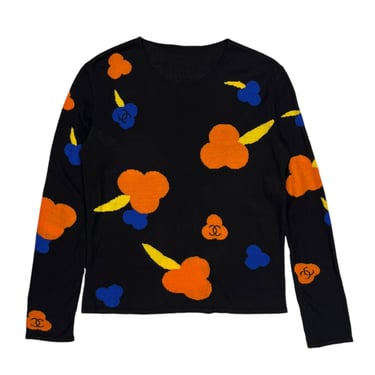 Chanel Black Orange Print Sweater