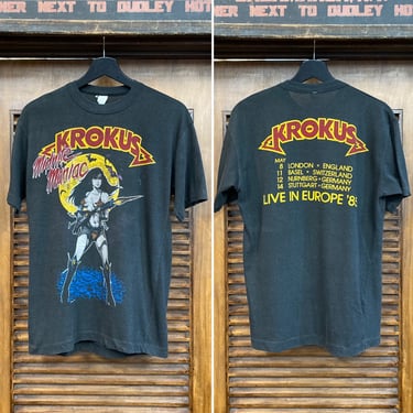 Vintage 1980’s Dated 1985 “Krokus” Heavy Metal Rock Band Tour Tee Shirt, 80’s Metal, 80’s Frank Frazetta, Vintage Clothing 