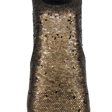 Diane von Furstenberg - Gold &amp; Black Sleeveless Sequin Mini Dress Sz 2