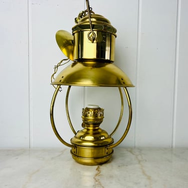Vintage DHR Holland Brass Trawler Lamp 20" Pendant Light Nautical Coastal Beach House Kitchen Island French Provincial Country Decor, gift 