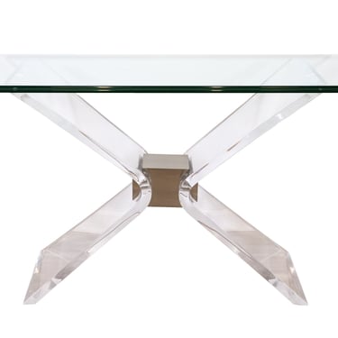 Contemporary Modern Lucite & Glass Console Table 1980's 