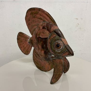 Modern Metal Art Lovely Copper FISH Table Sculpture Style Los Castillo 