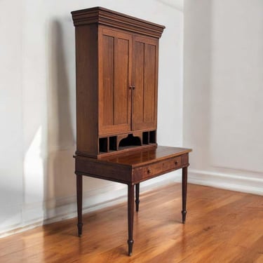 Antique Secretary Desk, Hutch, Early American, Walnut, C. 1800s, Office, Living Room, Plantation Style Desk 