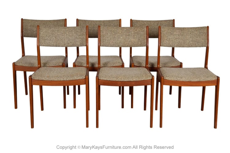 Mid-Century Scandinavia Woodworks Co. Teak Dining Chairs six 