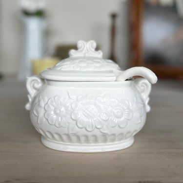 Vintage Small Ceramic Sauce Tureen With Ladle 