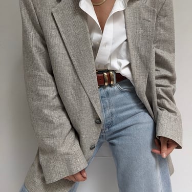 Vintage Dove Grey Woven Silk Blazer