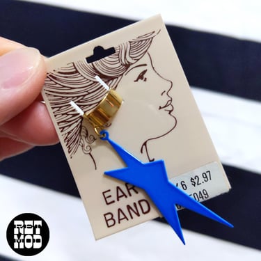 Radical Deadstock Vintage 80s Blue Star Ear Cuff 