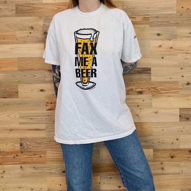 90's Funny Fax Me A Beer Vintage T-Shirt 