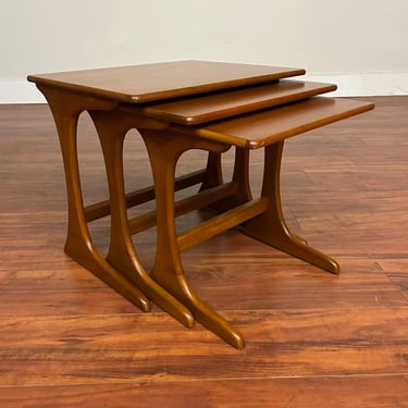 Mid-Century Teak Cantilevered Nesting Tables