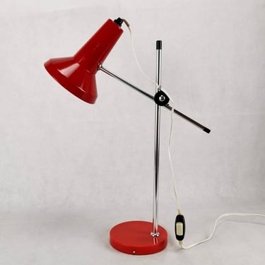 Vintage Red Desk or Table Lamp, Mid Century Table Lamp, Retro Red Desk Lamp, Made in 80's 