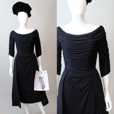 1950s 1953 documented CEIL CHAPMAN draped dress xs | new fall 