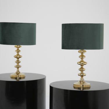 Vintage Pair of Swedish Brass Table Lamps, 1960s.