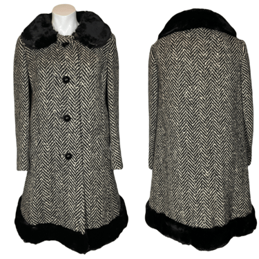 1960's Fur Trimmed Wool Coat Size M