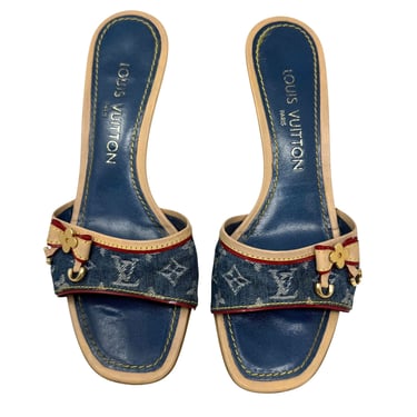 Louis Vuitton Blue Denim Kitten Heels
