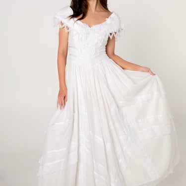 Jessica McClintock White Cotton Lace Wedding Dress