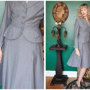 Early 1950s New Look Dir Style Wool Suit by Raphael's Chicago 