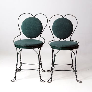 vintage ice cream parlor chairs pair with upholstered seats 