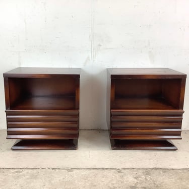 Pair Vintage Modern Art Deco Style Nightstands 