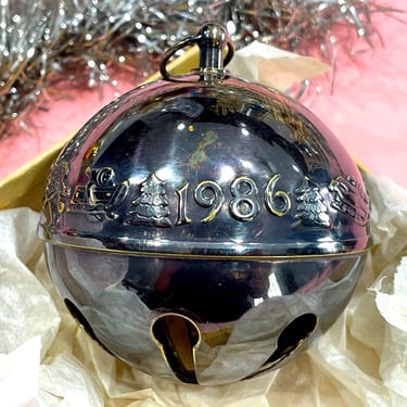 VINTAGE: 1986 - Wallace Silver Plated Sleigh Bell Ornament - Christmas Bell - Holiday Bell 